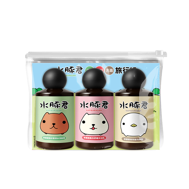 【日本水豚君】水豚君3入旅行組(洗髮50ml、洗臉50ml、沐浴 50ml)