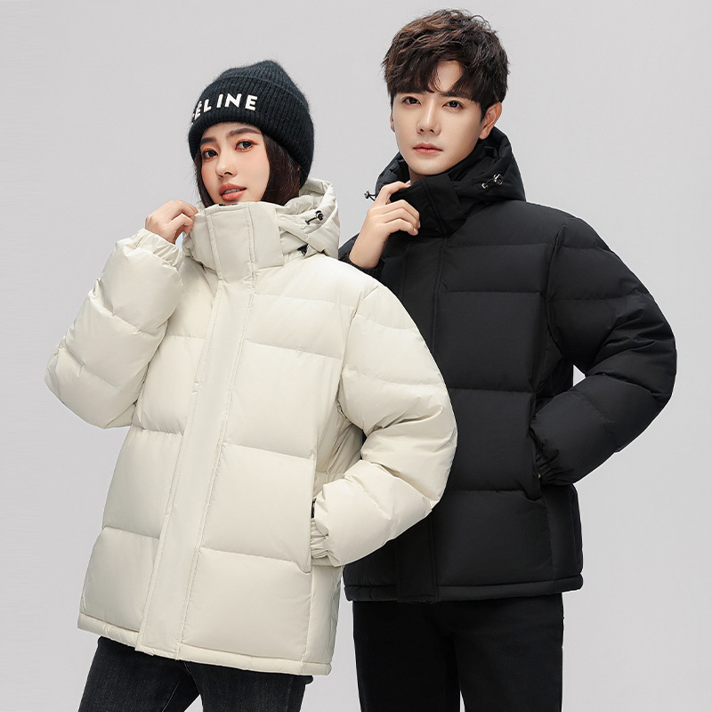 秋冬潮流素面保暖防風加厚連帽羽絨外套 石墨烯禦寒外套 男生外套 情侶外套 連帽外套【NZDW669】