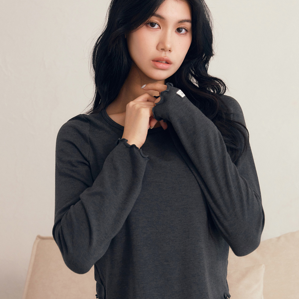 睡眠內衣【眠眠good night】長袖保暖晚安推推成套睡衣​(懶懶黑)