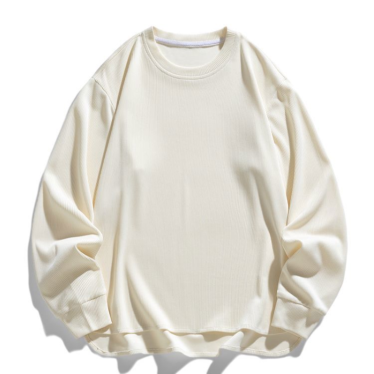 潮流圓領針織剪裁素面上衣 開岔下擺 大學T 長袖上衣 內搭衣 情侶上衣 男生上衣【NZWY08】