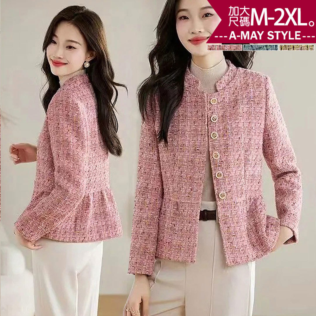 冬新品 加大碼針織衫 設計感小香風粗花呢修身針織外套(M-2XL)【XCC251078-1】＊艾美時尚(現 預)