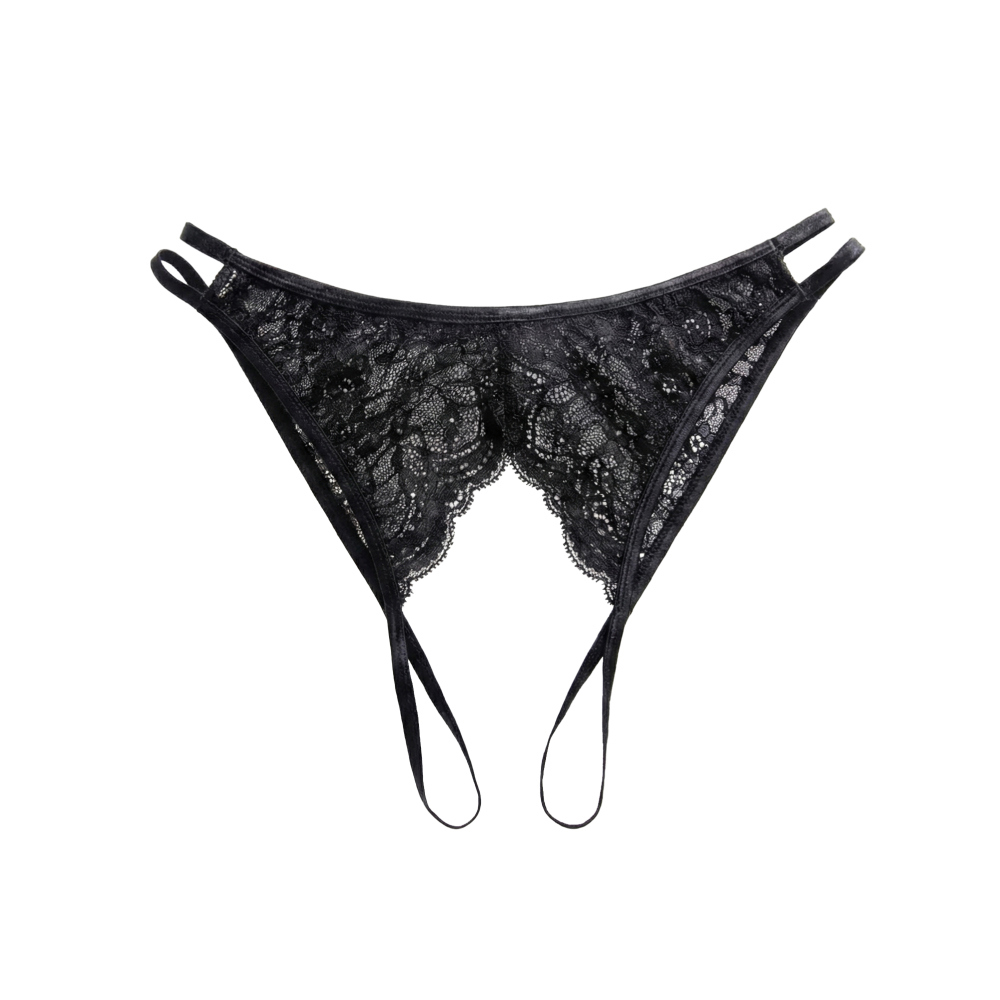 情趣小褲【月光美人計】低腰高衩開檔小褲 (熱吻黑)