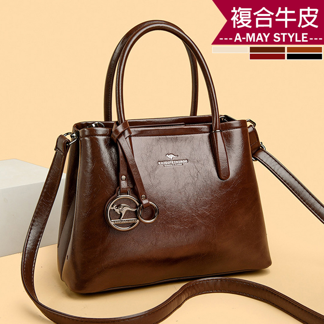 真皮包 肩背包 復古牛皮時尚墜飾通勤手提托特包(5色)【XDC967967】＊艾美時尚(現 預)