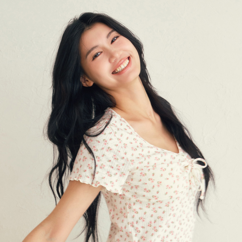 睡眠內衣【晚安推推．夢遊花花日記】短袖碎花睡衣 ​(棉花白)