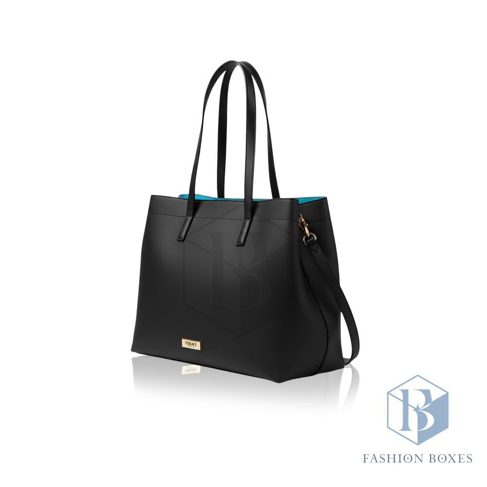 VERSACE 凡賽斯 奢華黑藍托特包