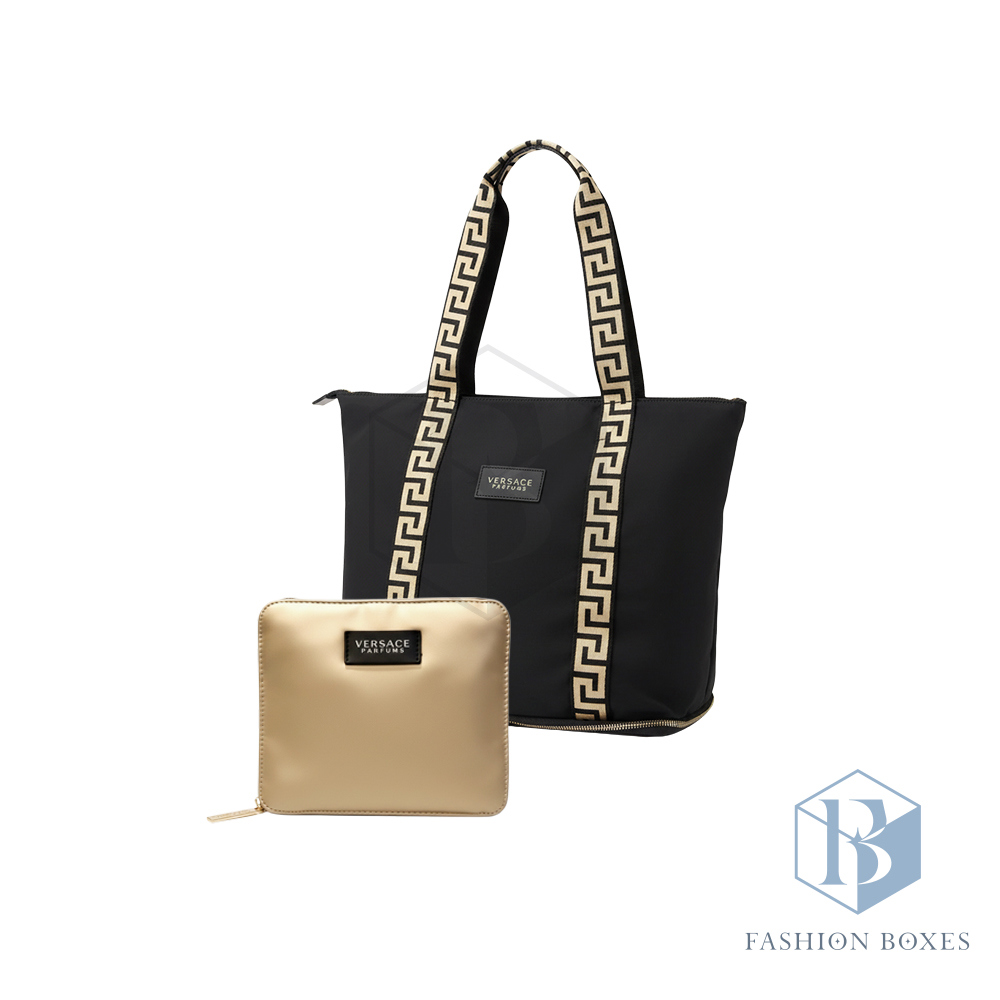 VERSACE 凡賽斯 香檳金磚折疊購物袋