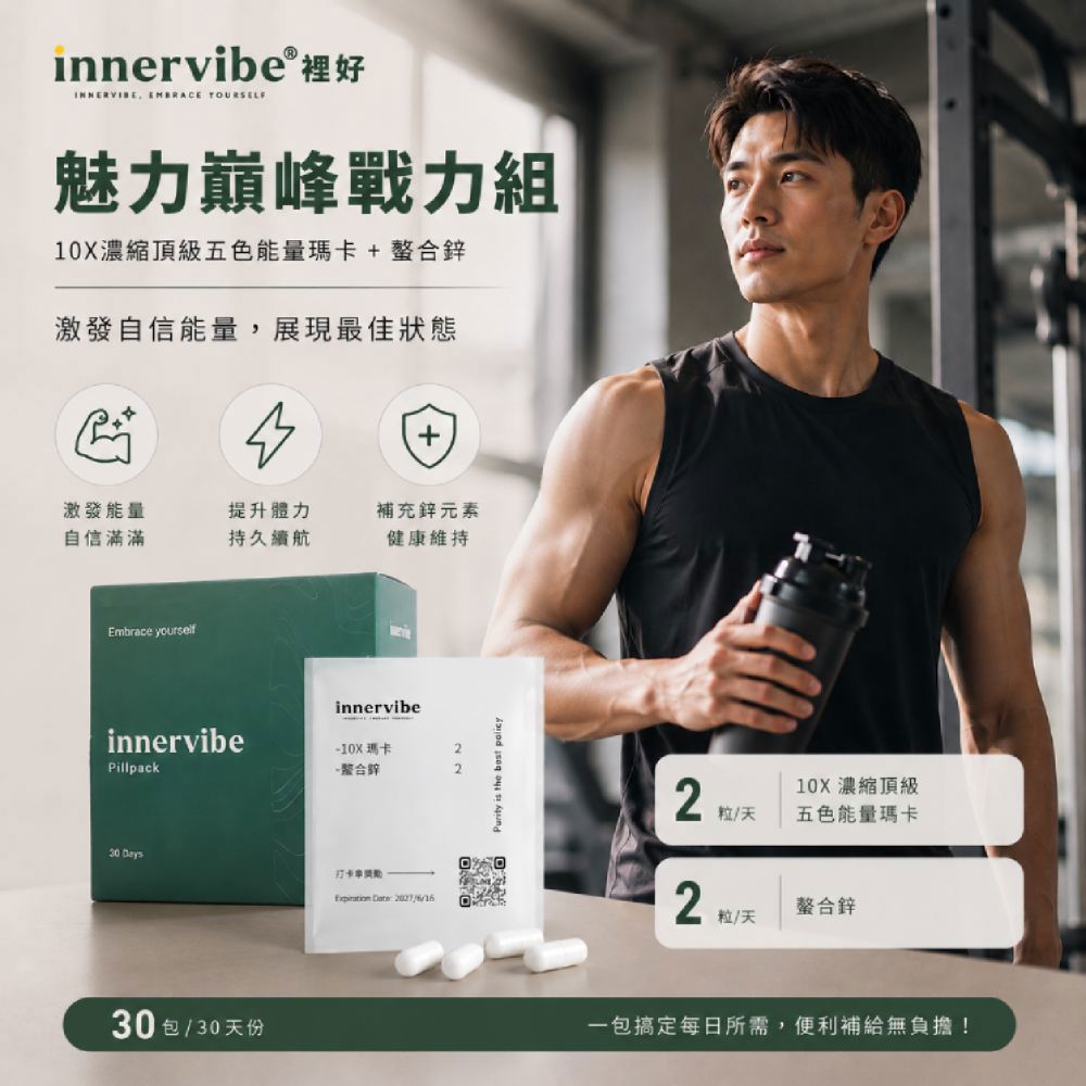 【魅力巔峰戰力組】10X瑪卡膠囊 螯合鋅膠囊(Pillpack)