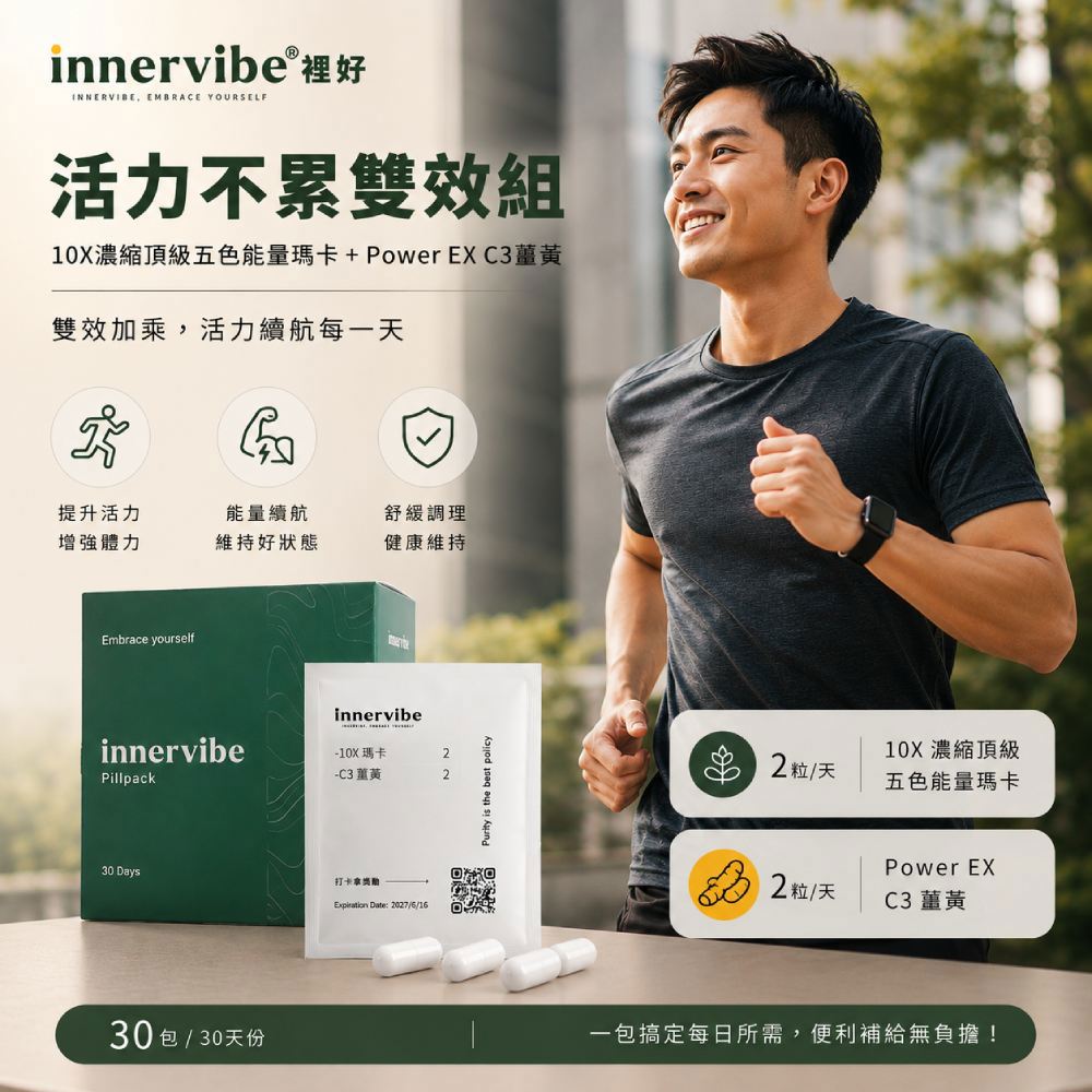 【活力不累雙效組】10X瑪卡膠囊 C3 薑黃膠囊(Pillpack)