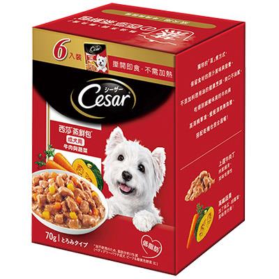 西莎 蒸鮮包成犬低脂牛肉與蔬菜 6入裝