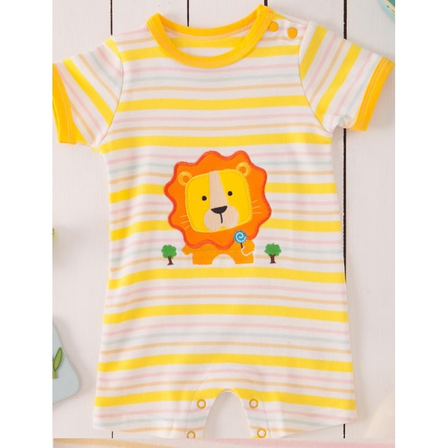 【NikoKids】有機棉嬰兒連身衣 黃色獅子(台灣製 MIT SG258)