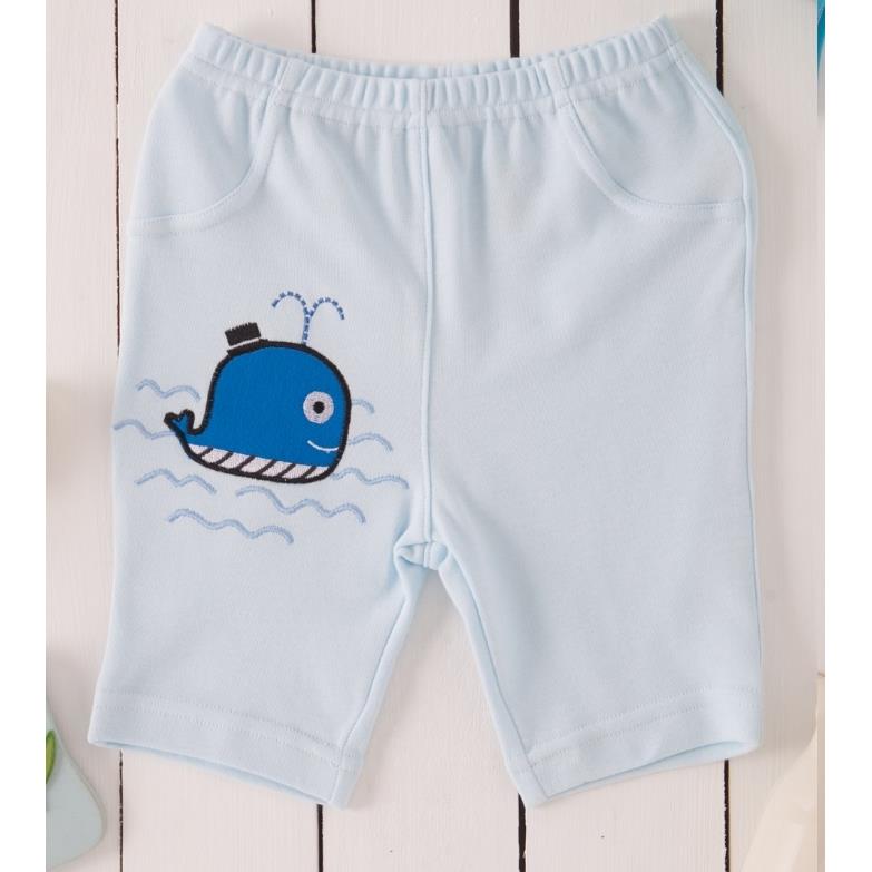 【NikoKids】有機棉嬰兒五分褲 藍色鯨魚(台灣製MITSG272)