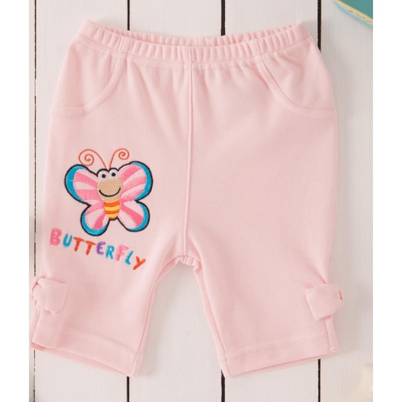 【NikoKids】有機棉嬰兒五分褲粉色蝴蝶(台灣製MITSG277)