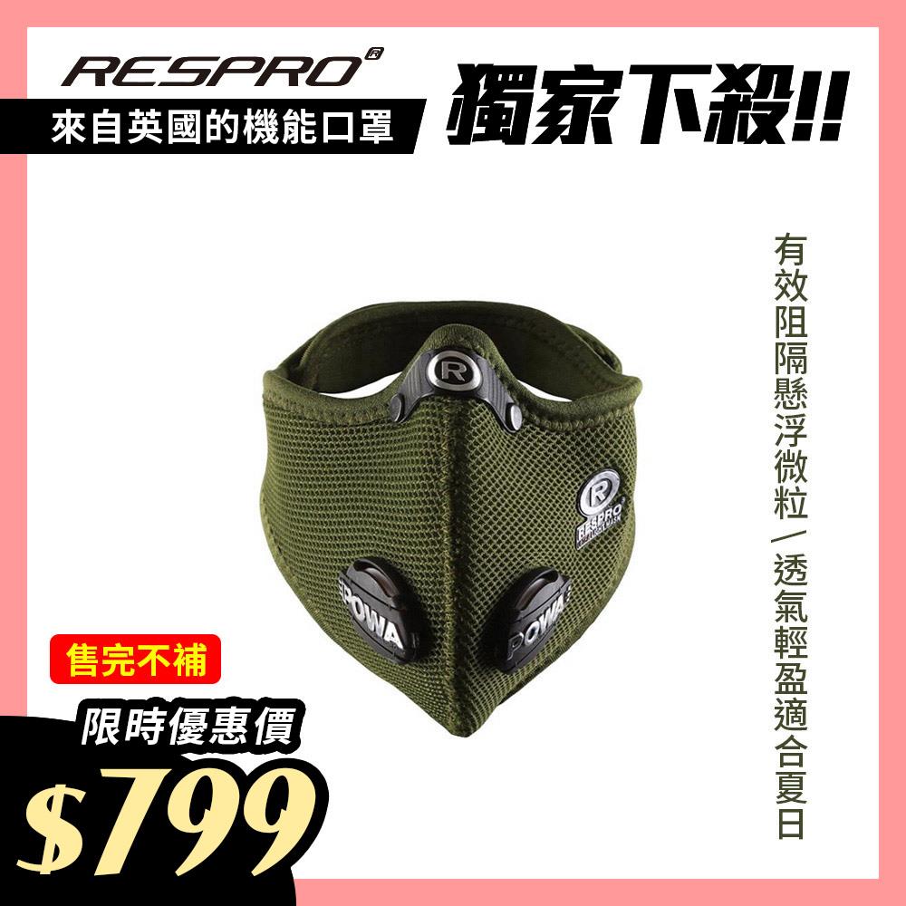 英國 RESPRO ULTRALIGHT 極輕透氣防護口罩( 綠色 )