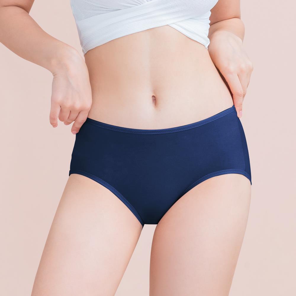 【Clany可蘭霓】台灣製絲蛋白親膚 M-XL內褲(海軍藍 2152-57)環保安心染劑