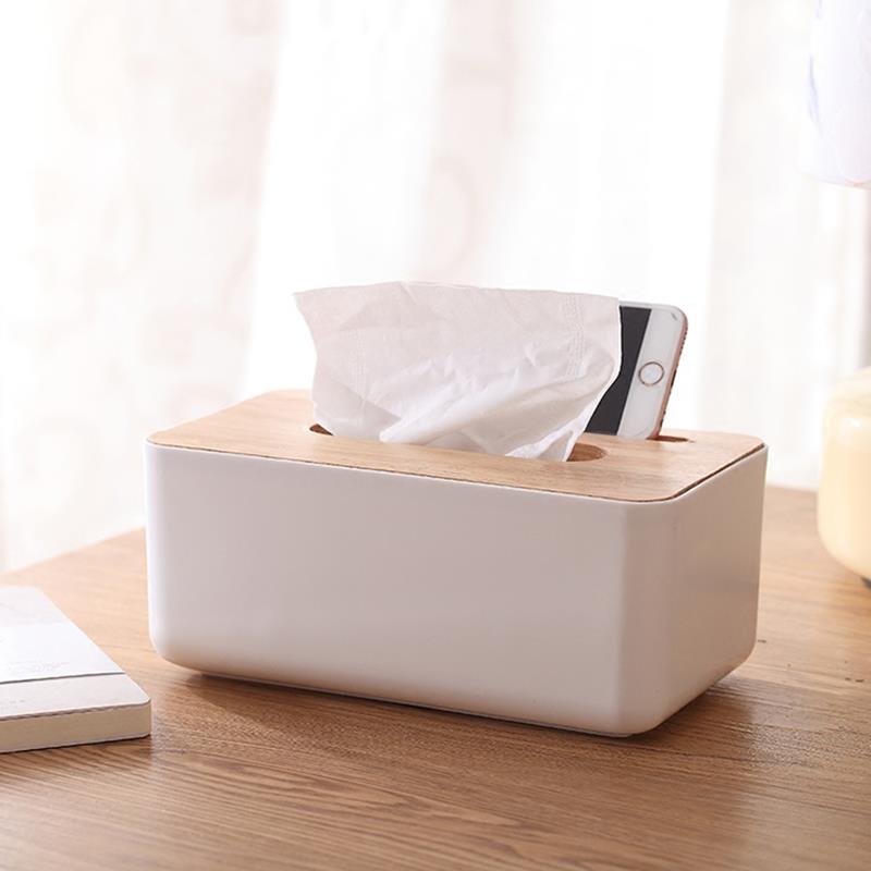 約歐式木製面紙盒帶手機槽 抽取式衛生紙盒 紙巾盒【AH0305】《約翰家庭百貨