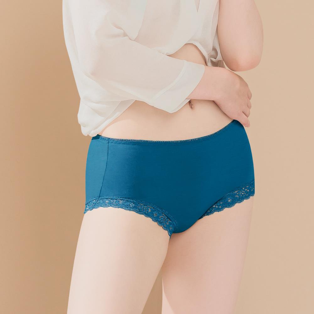 【可蘭霓Clany】台灣製絲蛋白蕾絲閃耀藍色M-XL內褲 2171-53
