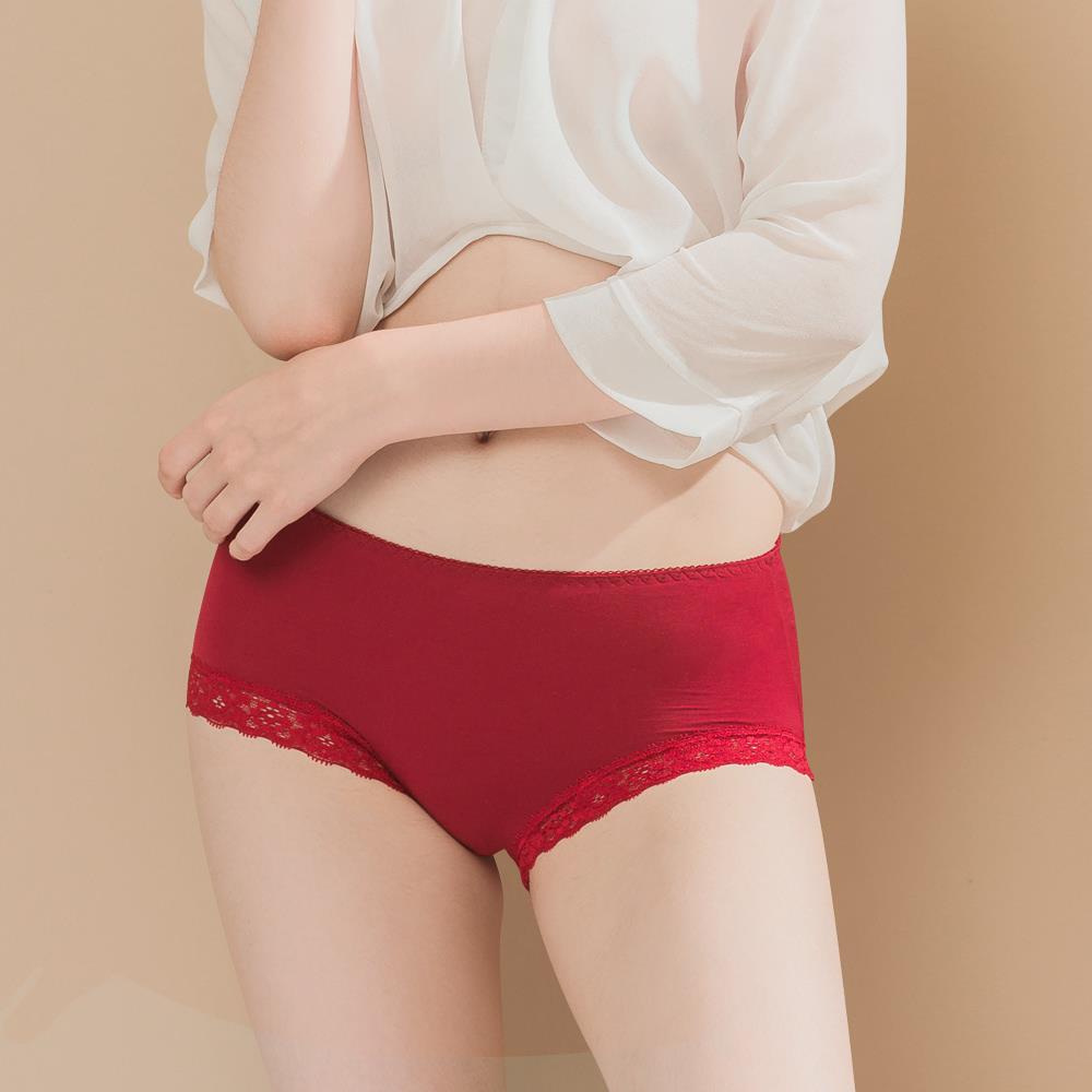 【可蘭霓Clany】台灣製絲蛋白蕾絲紅色M-XL內褲 2171-96
