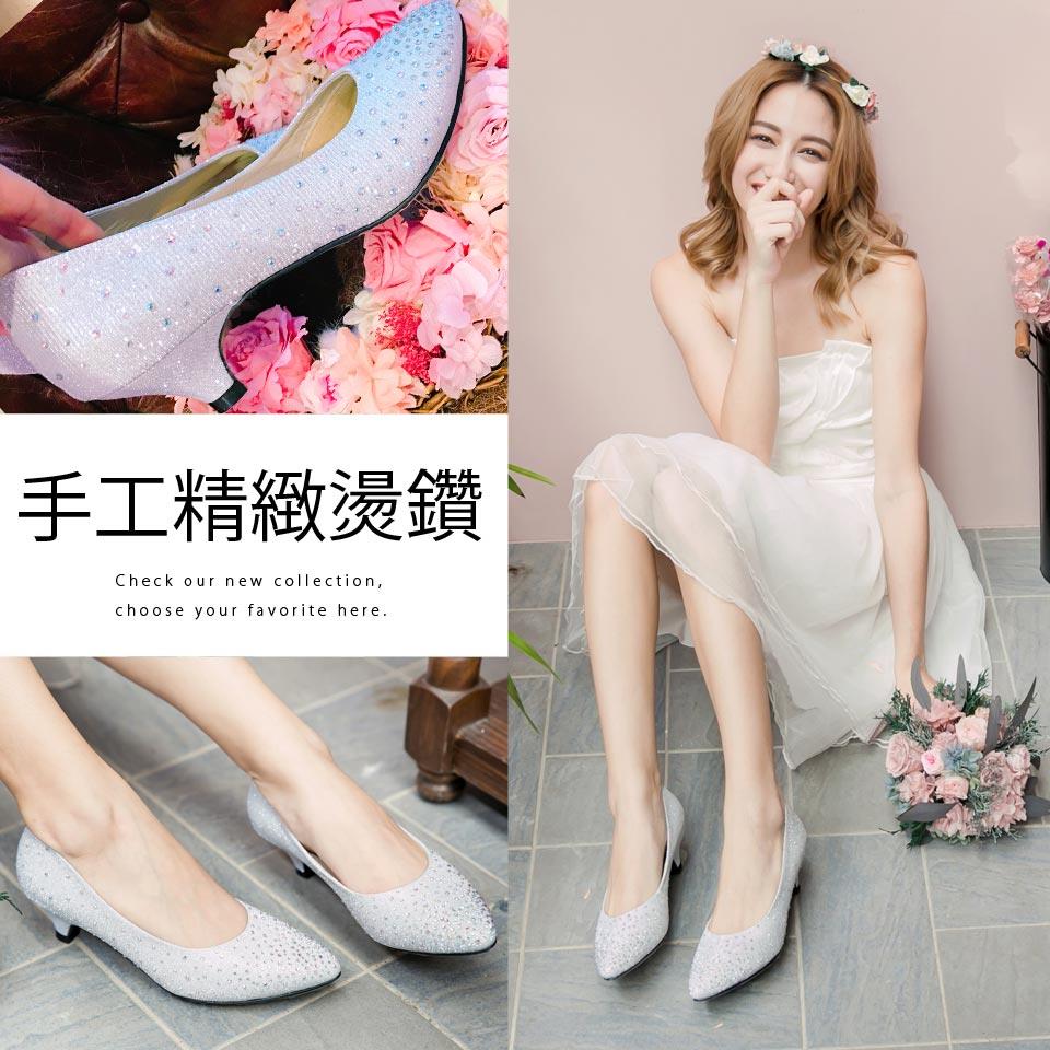 ▸APP獨賣有緣五折✨原價2680◂ Ann’S閃爍夢幻-手工燙鑽絕世美尖頭婚鞋4.5cm-銀(版型偏小)