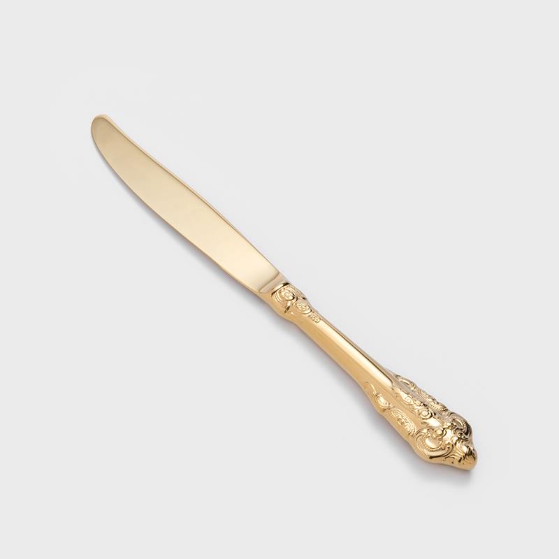 歐式 復古雕刻 24cm 不銹鋼主餐刀│亮金│單品