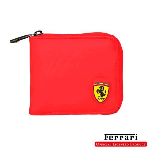 Ferrari 法拉利 拉鍊短夾 TF010A-R (PU紅) 獨名款非聯名款 公司貨