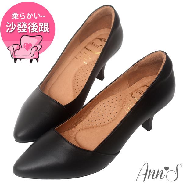 Ann’S氣質精品MIT氣墊頂級羊皮尖頭跟鞋6cm-黑