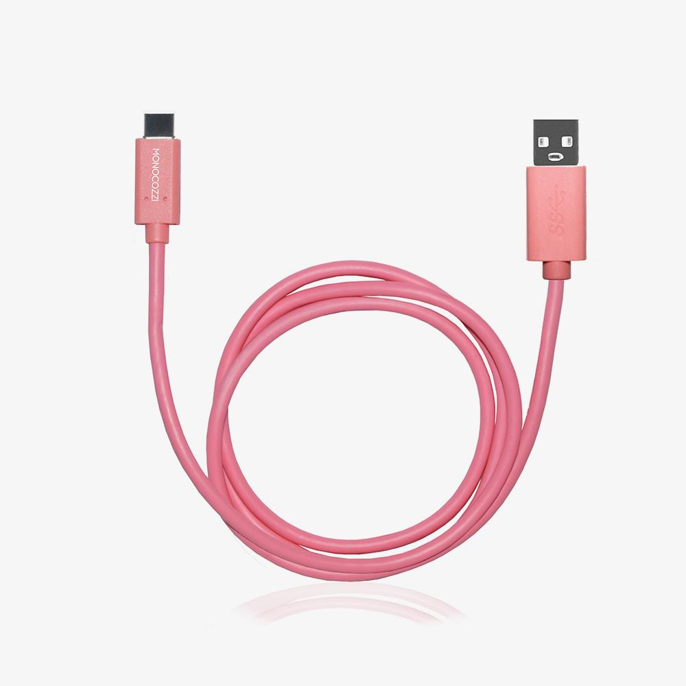 【特惠】MONOCOZZI USB-C TO USB 傳輸線 1M - 粉紅
