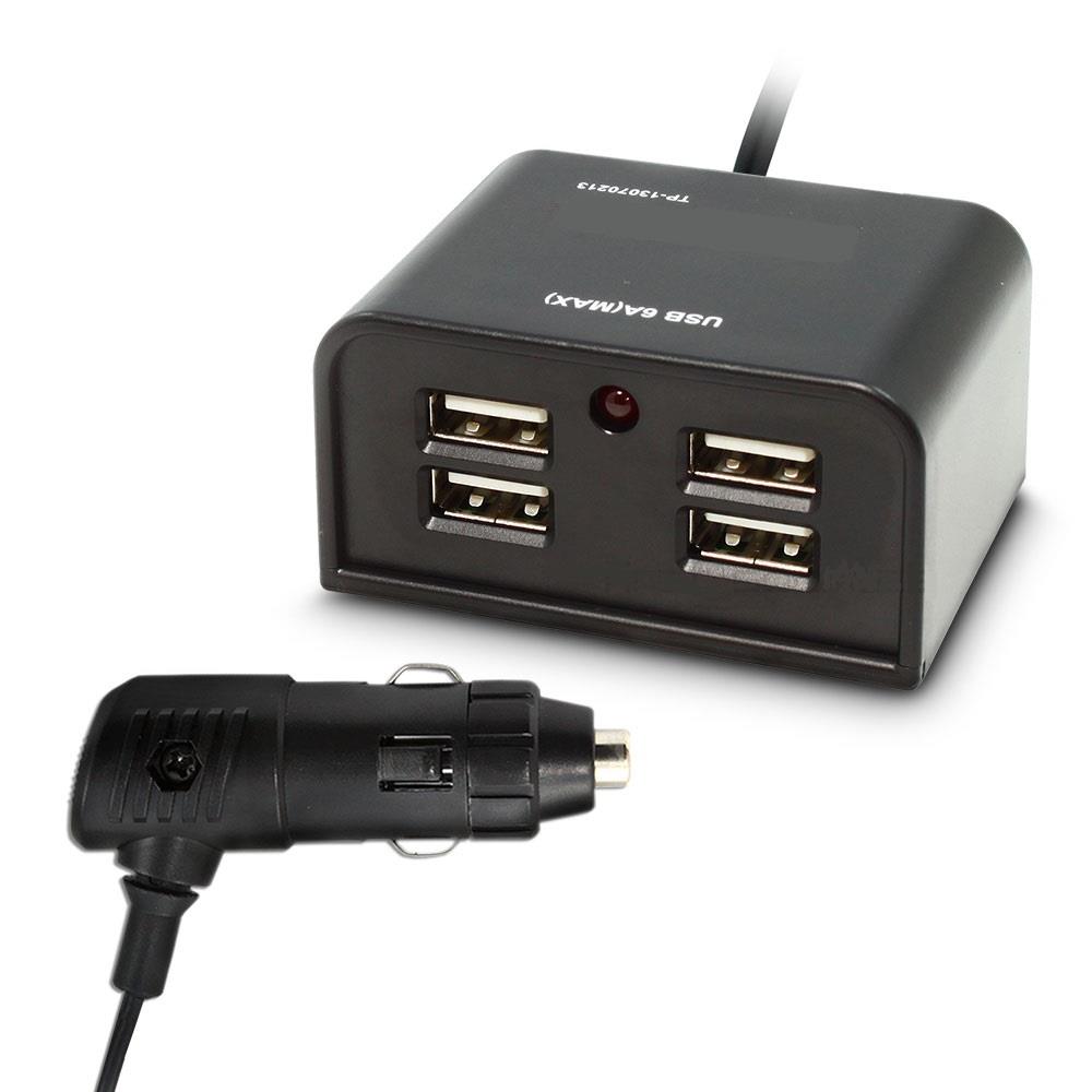 【福利品】4孔USB 車用多孔插座 6A 《出清優惠》