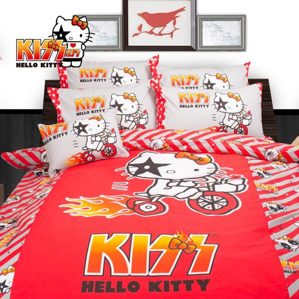 【Hello Kitty 】鐵馬 床包冬夏兩用被 雙人四件組 台灣製 BSCTTC77C05