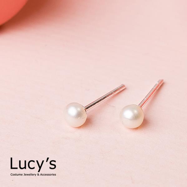 【Lucy’s】925純銀 珍珠優雅耳環 - 0.4 cm