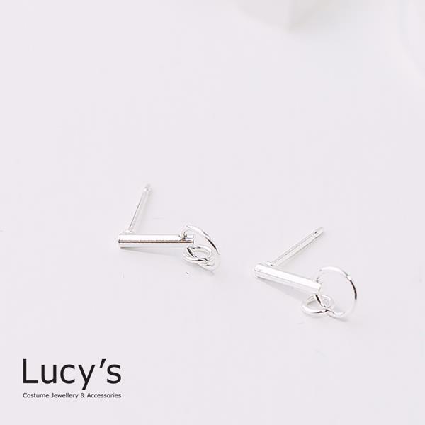【Lucy’s】純銀 迷你圓X直條耳環
