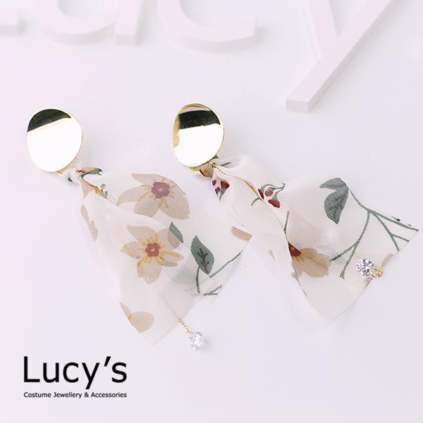 【Lucy’s】春日花卉絲帶珍珠耳環