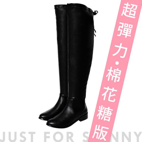 🍎任一雙現折$618🍎Ann’S棉花糖版-微性感平底彈力側拉鍊過膝靴-羊紋黑