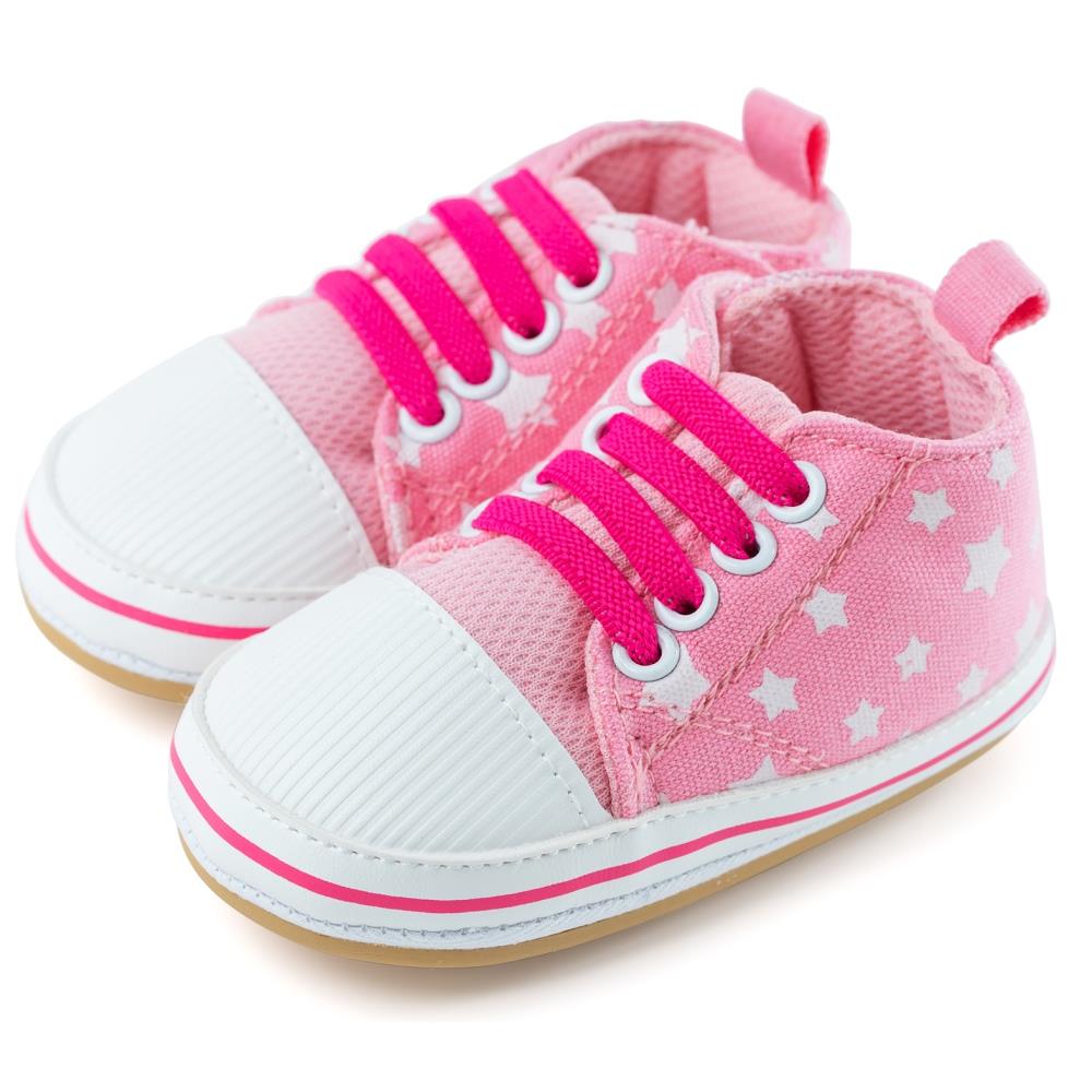 【NikoKids】軟Q底學步鞋(SG576)帥氣時尚粉色星星【柔軟舒適室內室外皆宜】