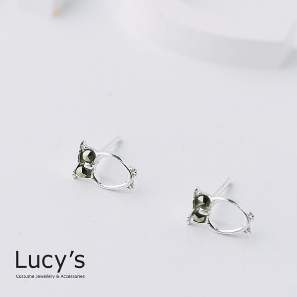 【Lucy’s】925純銀 貓頭鷹金剛石耳環