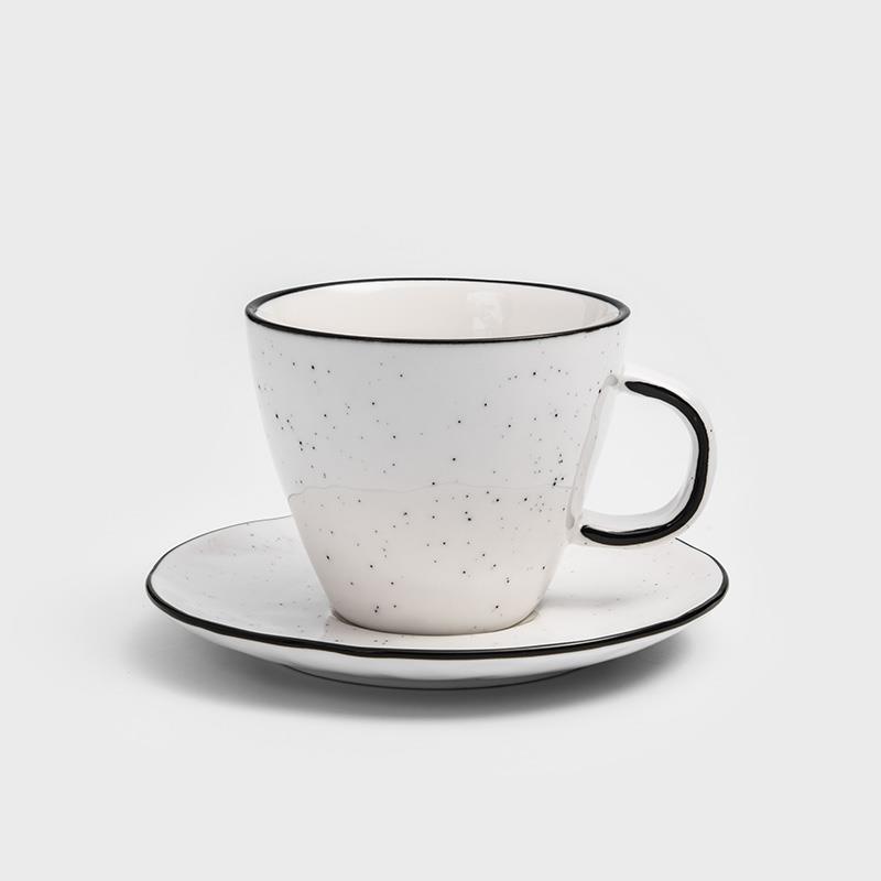 日式 墨灑釉燒 250ml 陶瓷杯碟組 │單品