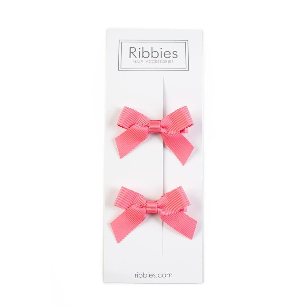 英國Ribbies 經典蝴蝶結2入組-珊瑚紅