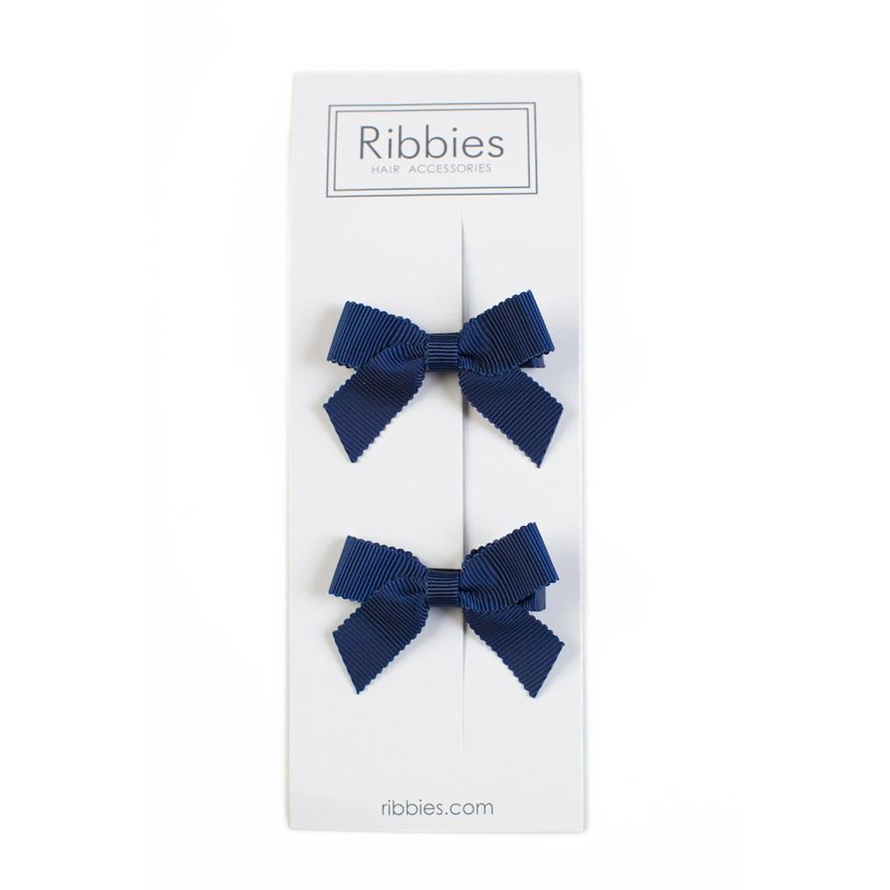 英國Ribbies 經典蝴蝶結2入組-海軍藍