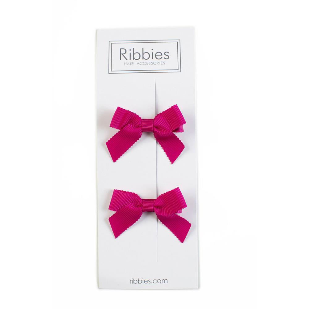 英國Ribbies 經典蝴蝶結2入組-亮桃紅