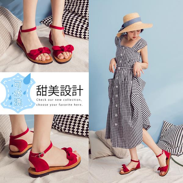 🤎付清節專區最高75折🤎Ann’S水洗牛皮-甜美扭結寬版平底涼鞋-紅