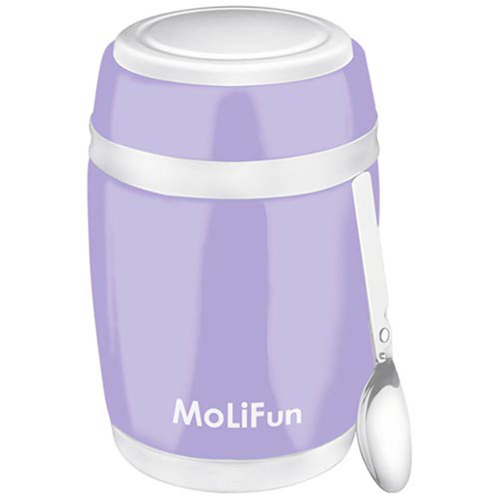 【MoLiFun魔力坊】不鏽鋼真空保鮮保溫燜燒食物罐480ml-微薰紫MF0320V