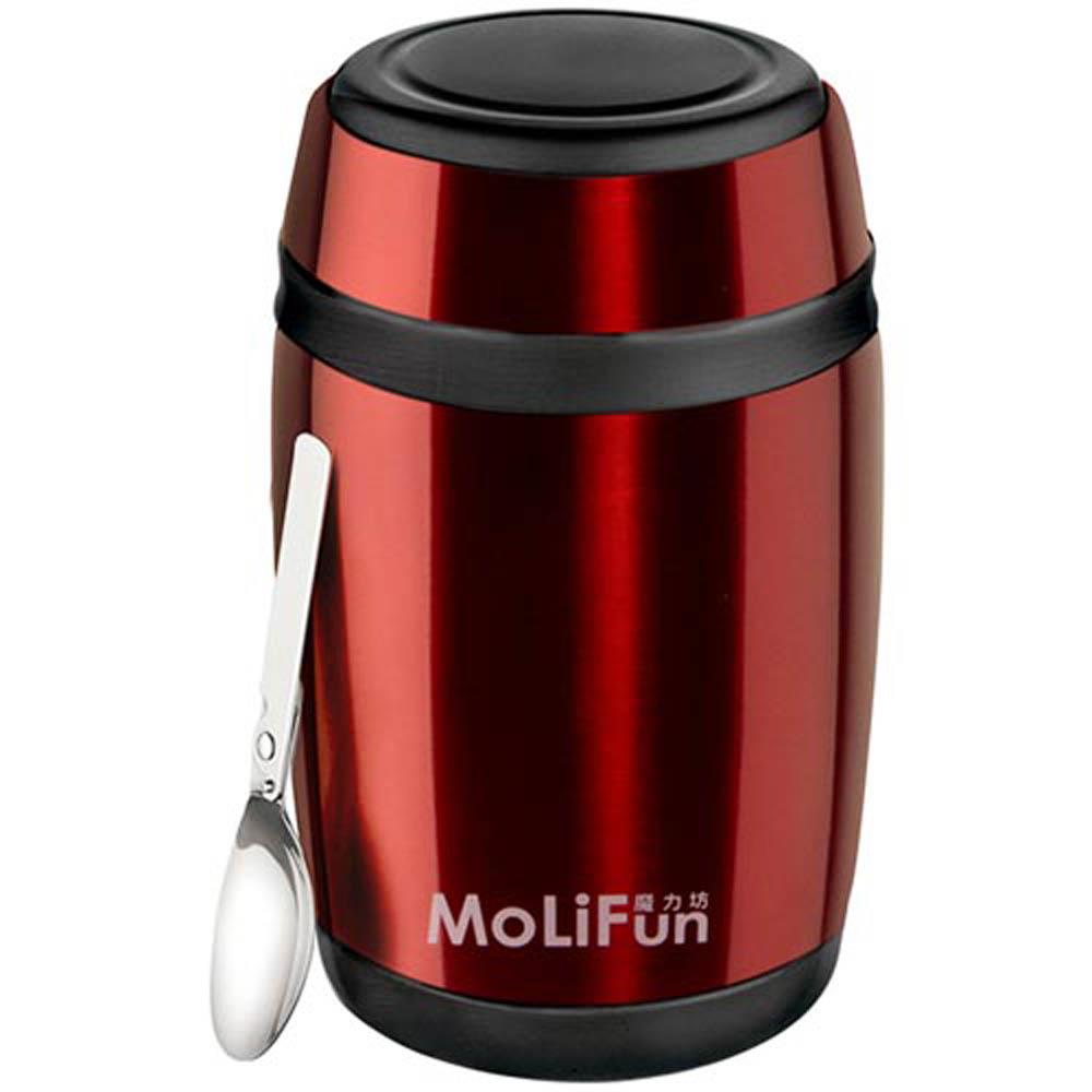 【MoLiFun魔力坊】不鏽鋼真空保鮮保溫罐/燜燒罐/食物罐550ml-寶石紅MF0230R