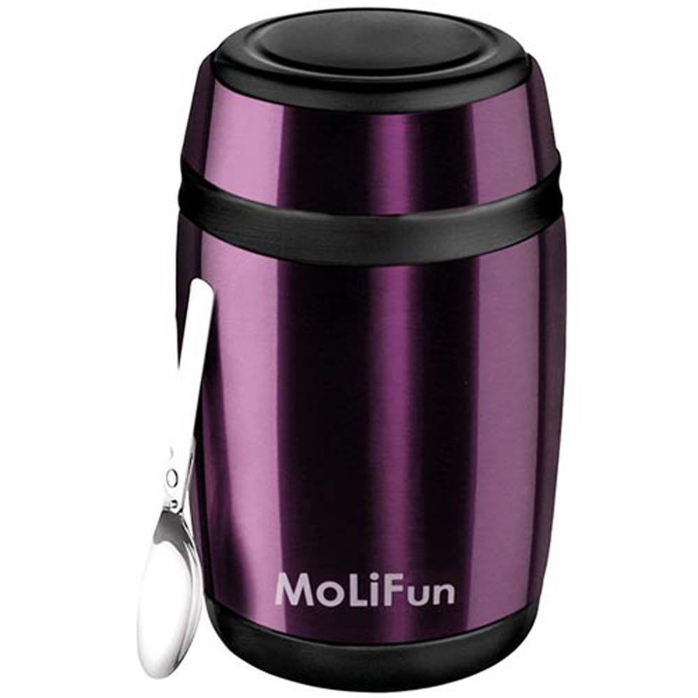 【MoLiFun魔力坊】不鏽鋼真空保鮮保溫罐/燜燒罐/食物罐550ml-時尚紫MF0230V