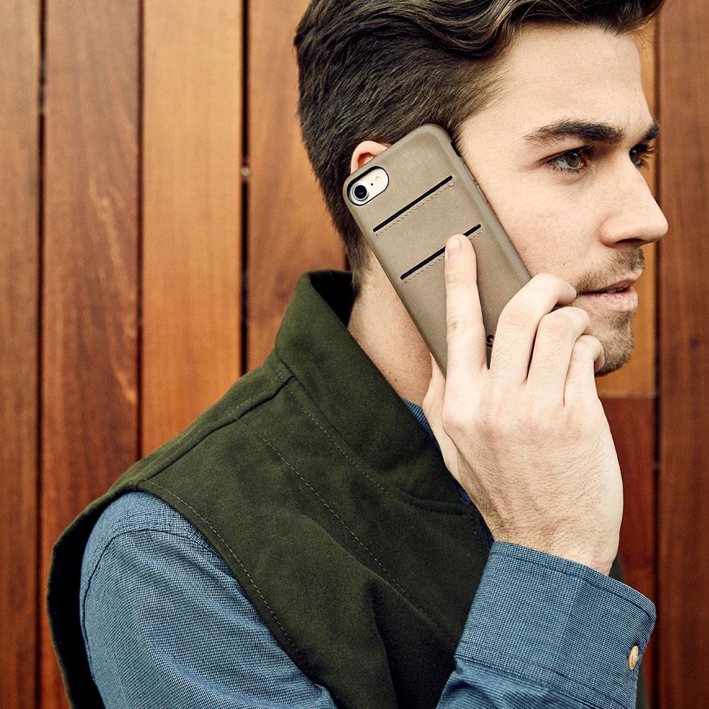 【特惠】Twelve South Relaxed Leather iPhone 8 / 7 / 6 / 6s卡夾皮革保護背蓋－灰褐色