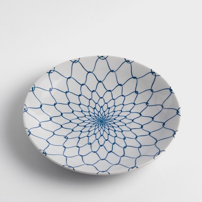 日式 清水網絡 23cm 陶瓷淺盤｜藍染｜單品