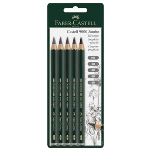 輝柏 Faber- Castell  JUMBO頂級9000素描鉛筆5支入/卡裝