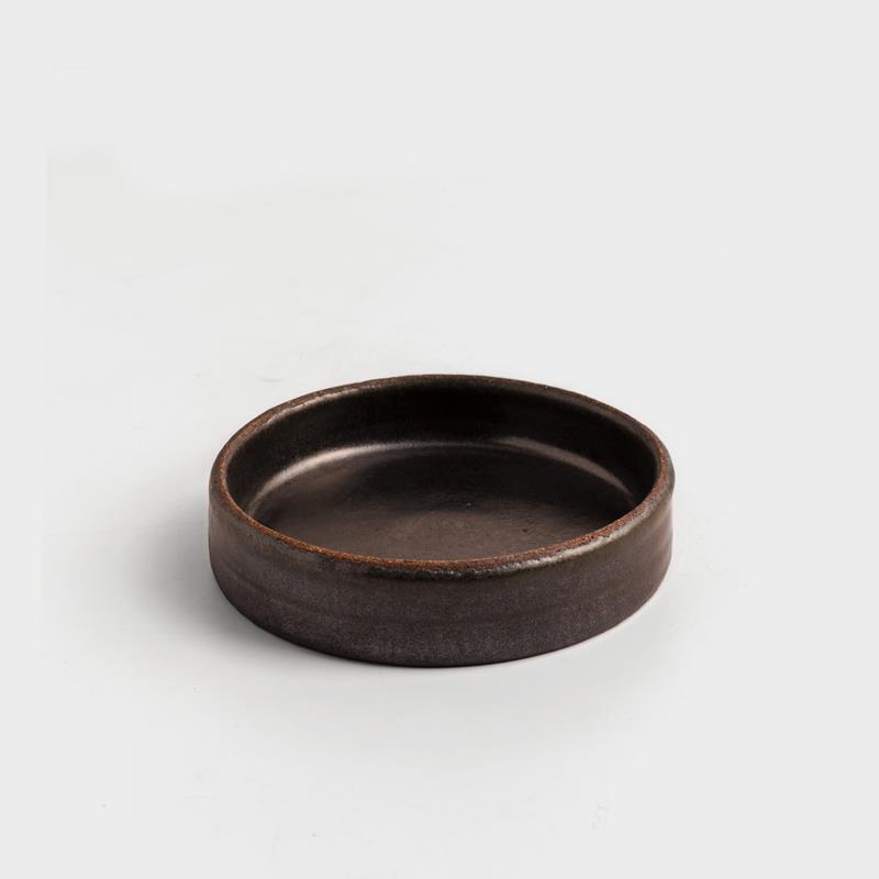 職人 手捻焰燒 12.5cm 陶瓷淺盤｜漆黑｜單品