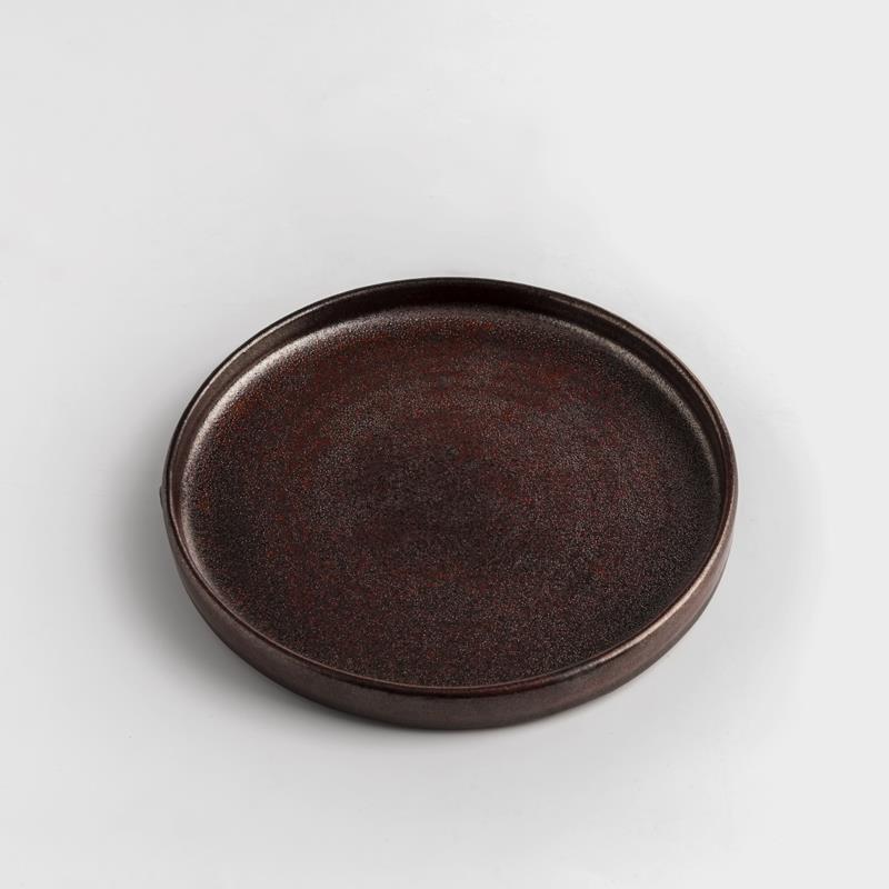 職人 手捻焰燒 19cm 陶瓷淺盤｜漆黑｜單品
