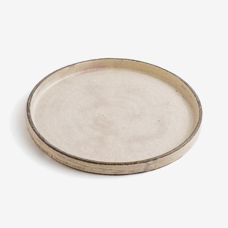 職人 手捻焰燒 24cm 陶瓷淺盤｜灰白｜單品