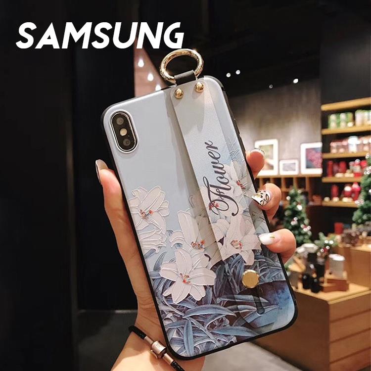 Samsung S20 FE/S10/S9/S8/Note9/Note8系列 春季花朵風腕帶支架手機殼(二色)【RCSAM099】