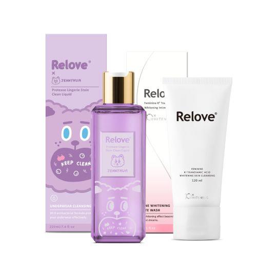 【Relove】私密肌R²深層傳明酸淨白潔淨精華凝露x1(私密處洗劑)+私密衣物蛋白酵素去漬抑菌手洗精x1(光韻/柔情/英國梨與小蒼蘭/蒂芬妮藍/青檸檬馬鞭草/煎妮花)
